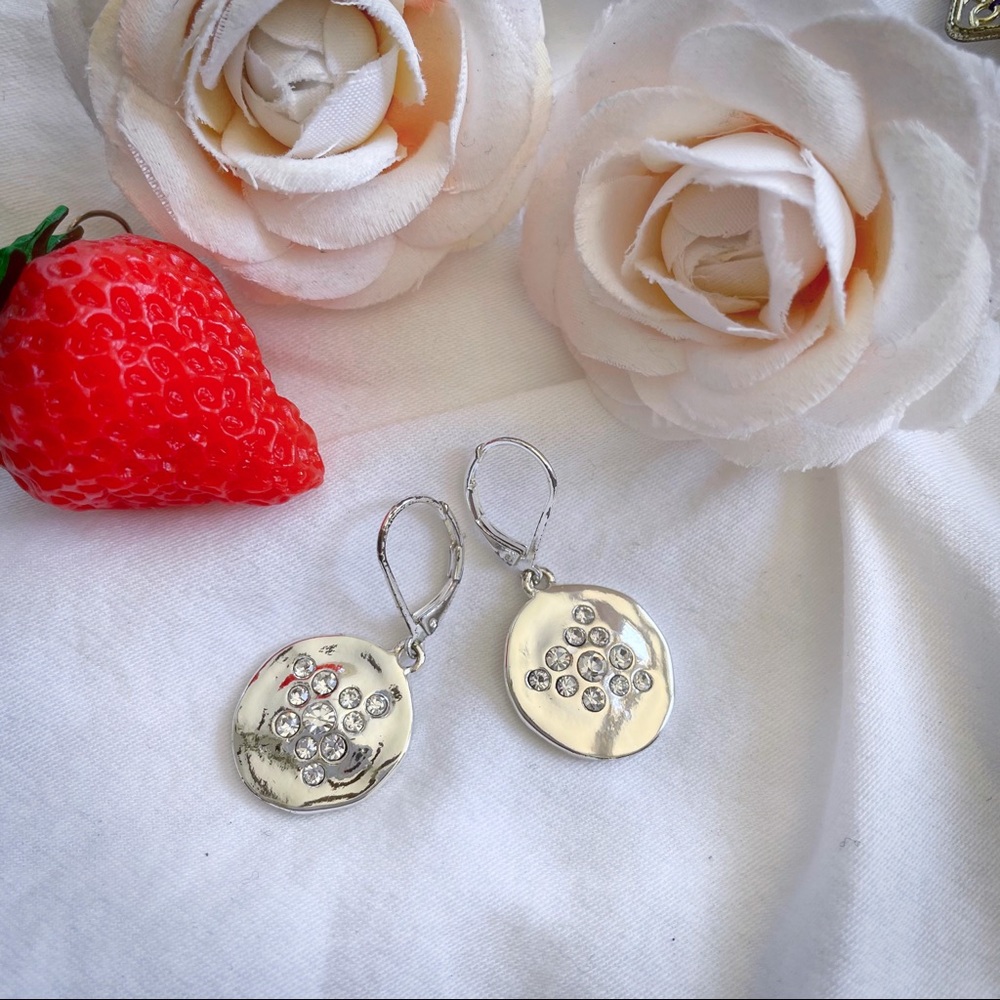 Silver plated round earrings